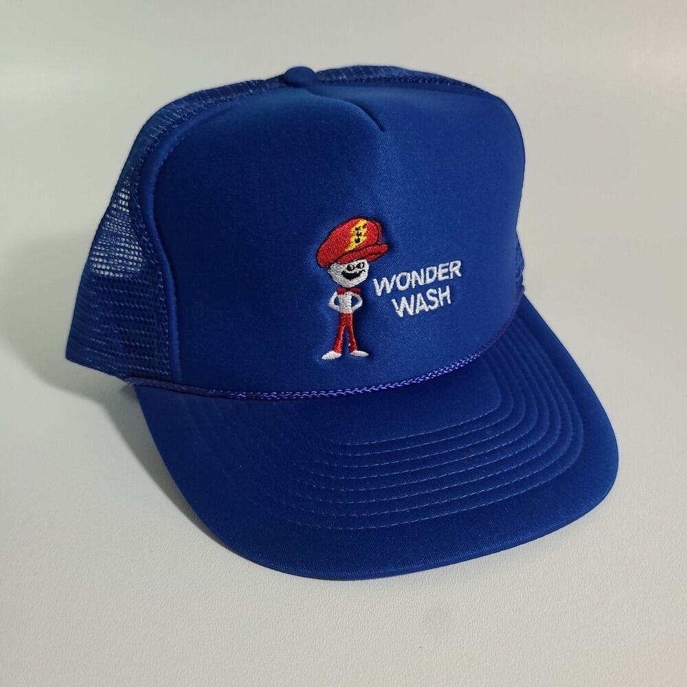 Wonder Wash Trucker Hat Snapback Baseball Cap Nissun Wisconsin Car Wash Vintage